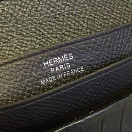 Replica Hermes Black Epsom Bearn Wallet Silver H Hardware