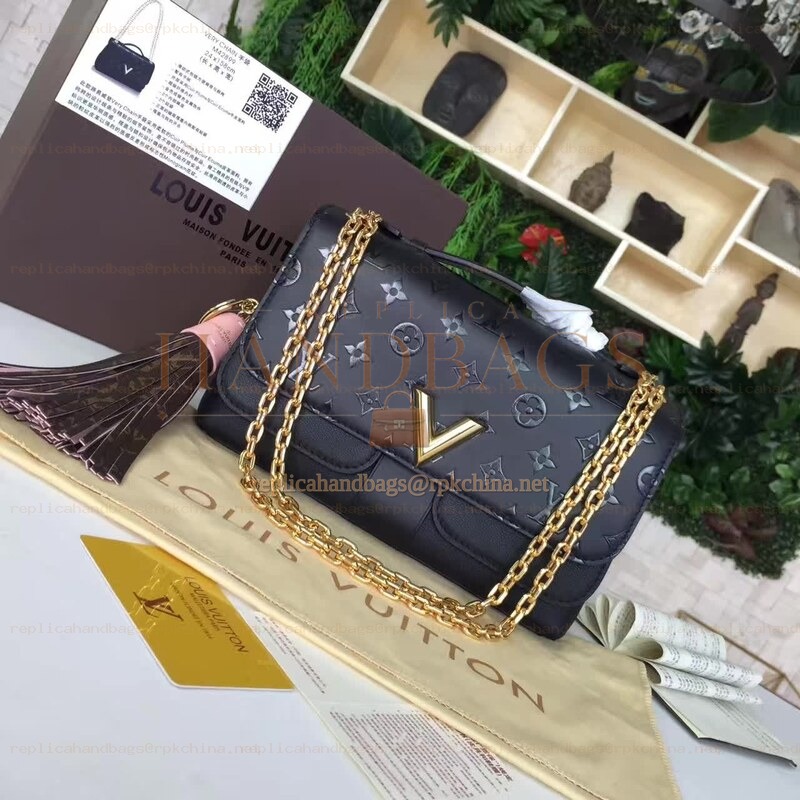 Replica Louis Vuitton Black Textured Chain Very Bag