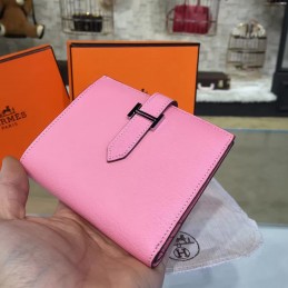 Replica Hermes Light Pink Bearn Wallet Silver H Hardware