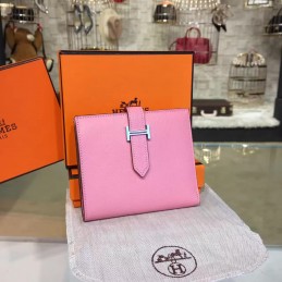 Replica Hermes Light Pink Bearn Wallet Silver H Hardware