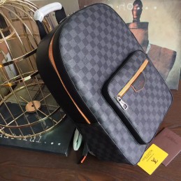 Replica Louis Vuitton Black Damier Graphite Gold Zip Josh Backpack
