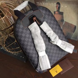 Replica Louis Vuitton Black Damier Graphite Gold Zip Josh Backpack