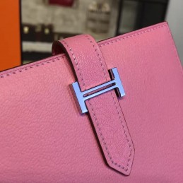 Replica Hermes Light Pink Bearn Wallet Silver H Hardware