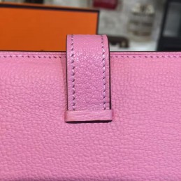 Replica Hermes Light Pink Bearn Wallet Silver H Hardware