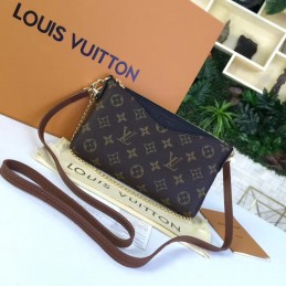 Replica Louis Vuitton Brown Monogram Brown Trim Pallas Clutch
