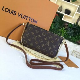 Replica Louis Vuitton Brown Monogram Brown Trim Pallas Clutch