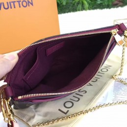 Replica Louis Vuitton Brown Monogram Burgundy Trim Pallas Clutch