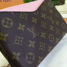 Replica Louis Vuitton Brown Monogram Pale Pink Trim Pallas Clutch