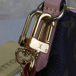 Replica Louis Vuitton Brown Monogram Pale Pink Trim Pallas Clutch