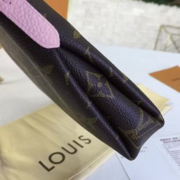 Replica Louis Vuitton Brown Monogram Pale Pink Trim Pallas Clutch
