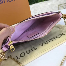 Replica Louis Vuitton Brown Monogram Pale Pink Trim Pallas Clutch