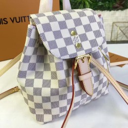 Replica Louis Vuitton White Damier Azur Beige Trim Sperone BB Backpack