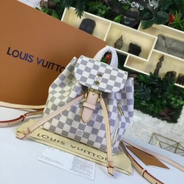 Replica Louis Vuitton White Damier Azur Beige Trim Sperone BB Backpack