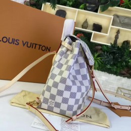 Replica Louis Vuitton White Damier Azur Beige Trim Sperone BB Backpack
