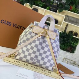 Replica Louis Vuitton White Damier Azur Beige Trim Sperone BB Backpack