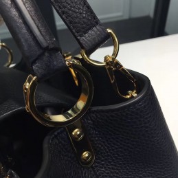 Replica Louis Vuitton Black Floral Studded Capucines BB