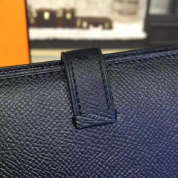 Replica Hermes Black Bearn Compact Wallet Silver Hardware