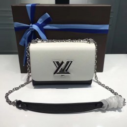Replica Louis Vuitton White Black Trim Twist MM