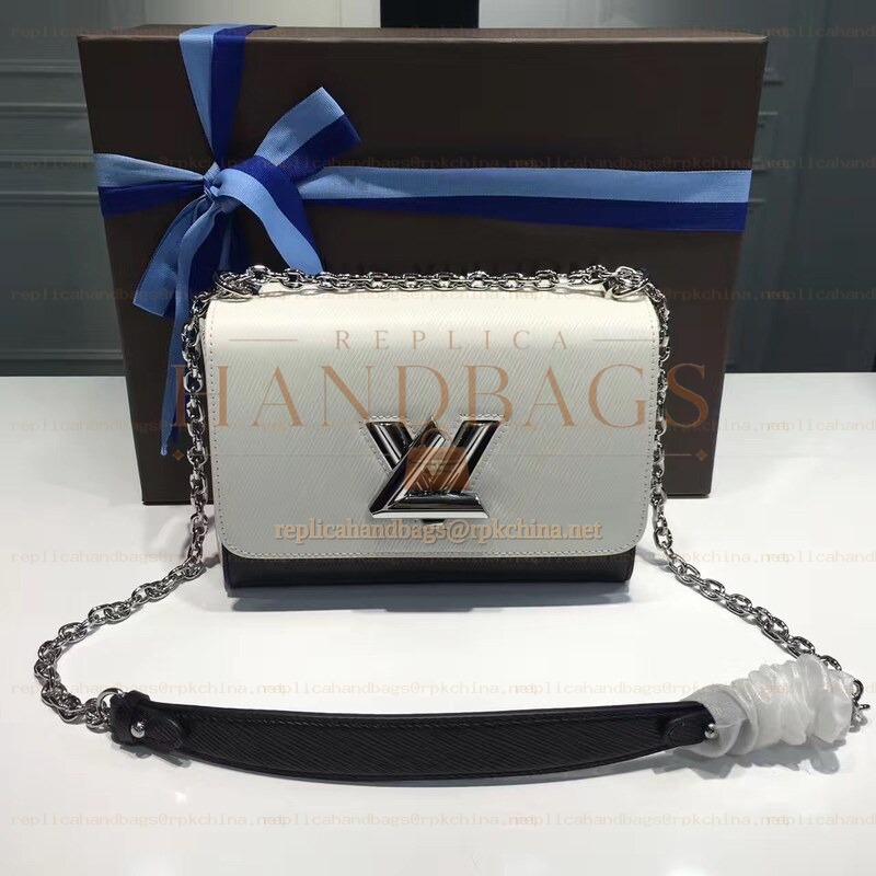 Replica Louis Vuitton White Black Trim Twist MM