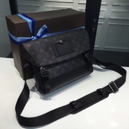 Replica Louis Vuitton Black Monogram Eclipse Black Trim Messenger PM Voyager