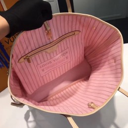 Replica Louis Vuitton White Damier Azur Pink Graphic Neverfull MM