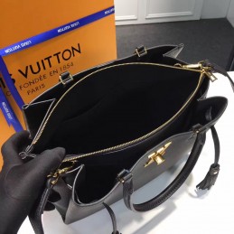 Replica Louis Vuitton Black Textured Lockmeto Bag
