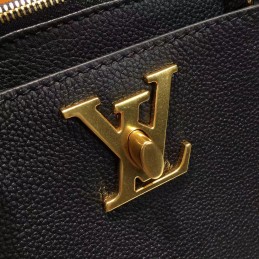 Replica Louis Vuitton Black Textured Lockmeto Bag