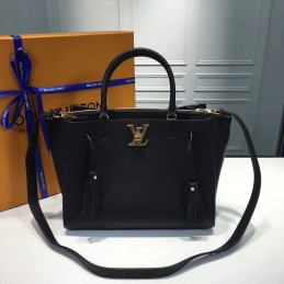 Replica Louis Vuitton Black Textured Lockmeto Bag