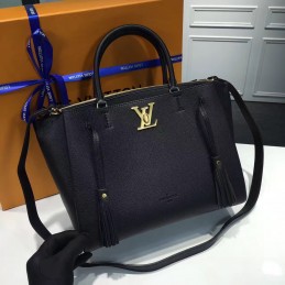 Replica Louis Vuitton Black Textured Lockmeto Bag