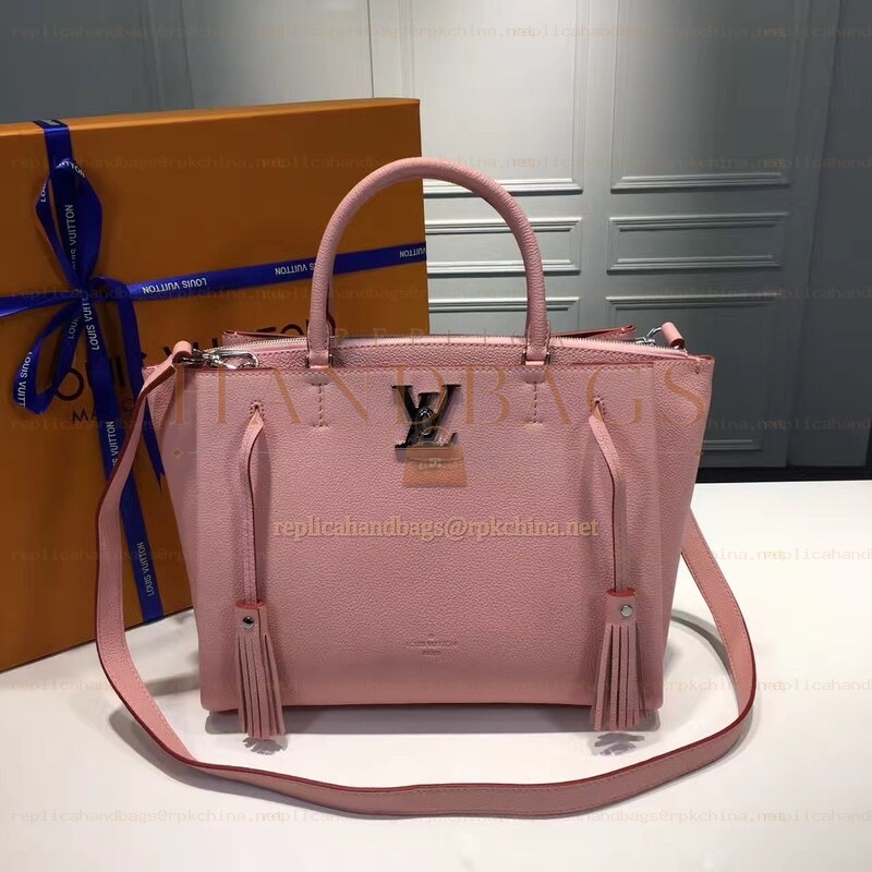 Replica Louis Vuitton Pale Pink Textured Lockmeto Bag