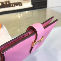 Replica Hermes Pink Bearn Compact Wallet Silver H Hardware