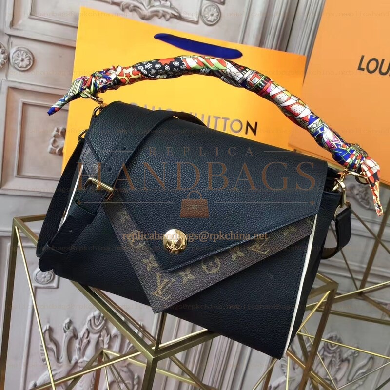 Replica Louis Vuitton Black Brown Monogram Double V Bag