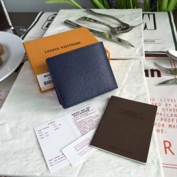 Replica Louis Vuitton Navy Blue Epi Leather Red White V Stripe Multiple Wallet
