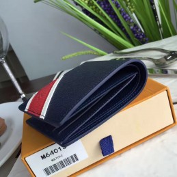 Replica Louis Vuitton Navy Blue Epi Leather Red White V Stripe Multiple Wallet