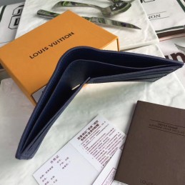 Replica Louis Vuitton Navy Blue Epi Leather Red White V Stripe Multiple Wallet