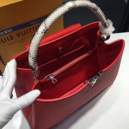 Replica Louis Vuitton Red Textured Capucines MM
