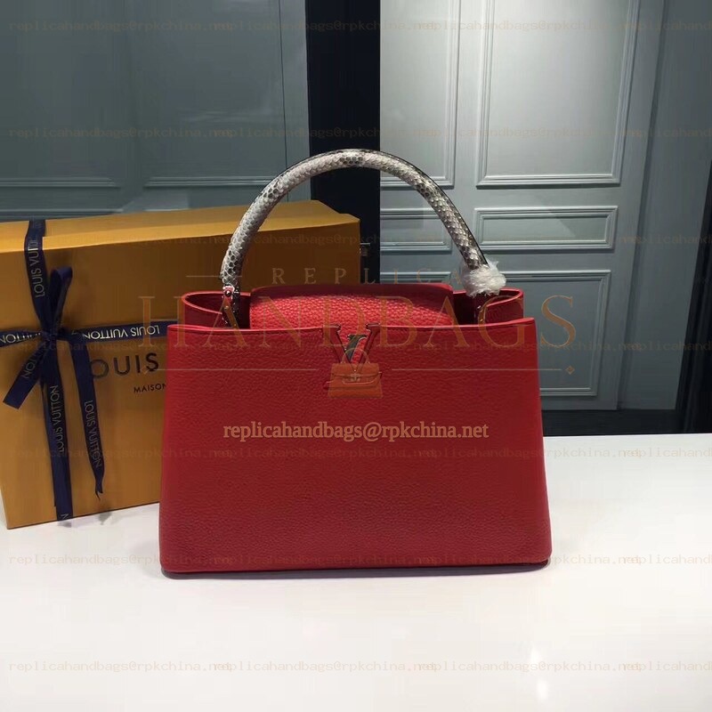 Replica Louis Vuitton Red Textured Capucines MM