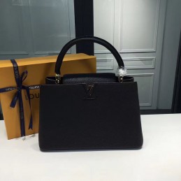 Replica Louis Vuitton Black Textured Capucines MM