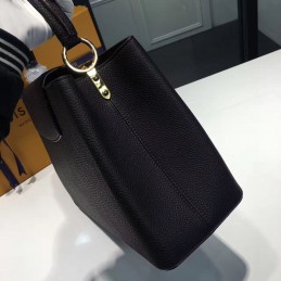 Replica Louis Vuitton Black Textured Capucines MM
