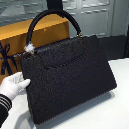 Replica Louis Vuitton Black Textured Capucines MM
