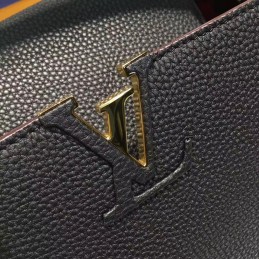 Replica Louis Vuitton Black Textured Capucines MM