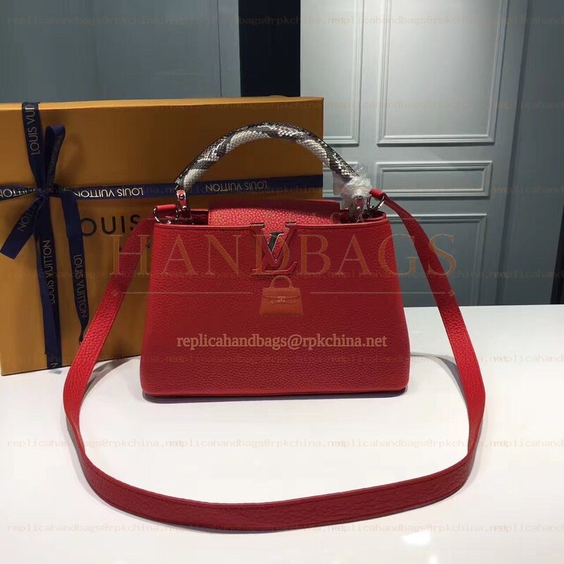 Replica Louis Vuitton Red Textured Capucines BB