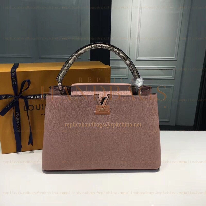Replica Louis Vuitton Rose Pink Textured Capucines MM
