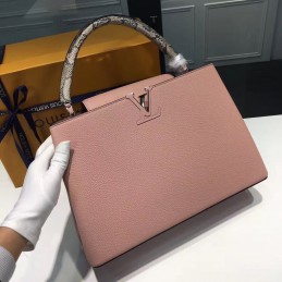 Replica Louis Vuitton Rose Pink Textured Capucines MM