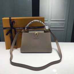 Replica Louis Vuitton Light Taupe Textured Capucines BB