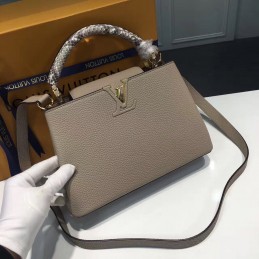 Replica Louis Vuitton Light Taupe Textured Capucines BB
