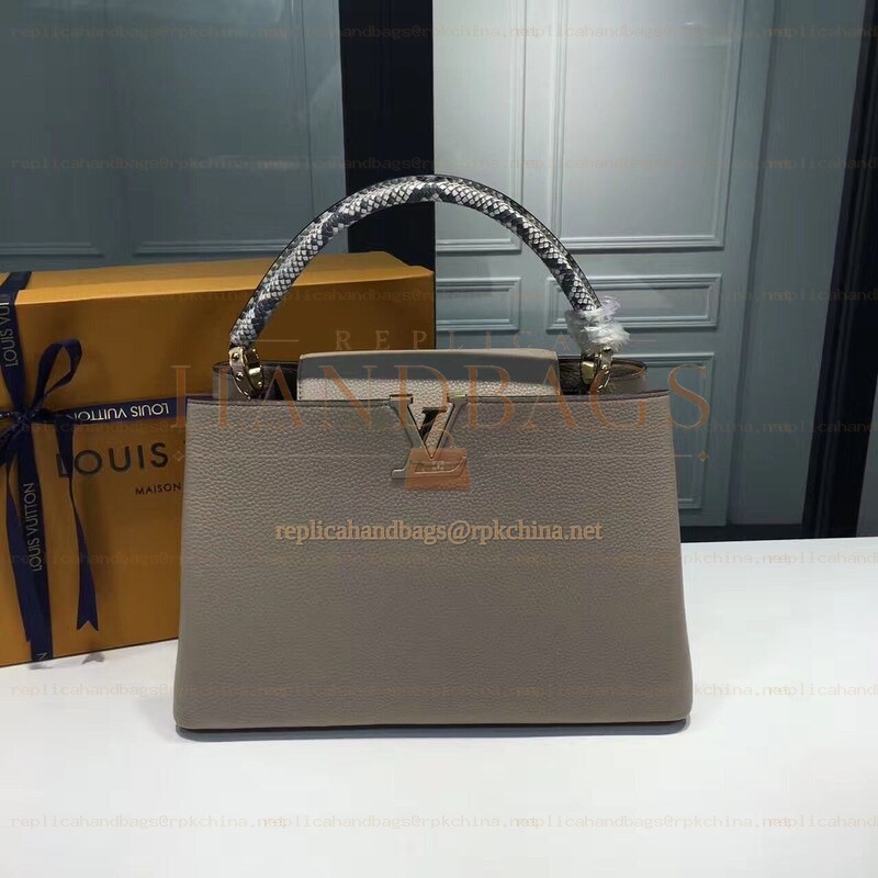 Replica Louis Vuitton Gray Textured Capucines MM