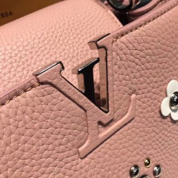 Replica Louis Vuitton Rose Pink Floral Studded Capucines BB