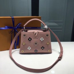 Replica Louis Vuitton Rose Pink Floral Studded Capucines BB