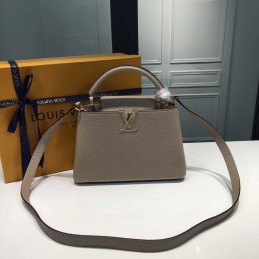 Replica Louis Vuitton Dark Taupe Textured Capucines BB